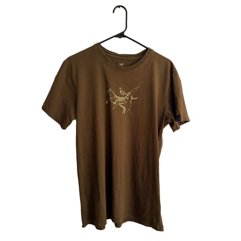 Arc'Teryx Archaeopteryx Cormac Graphic Logo T Shirt Men Size L Olive Green Brown